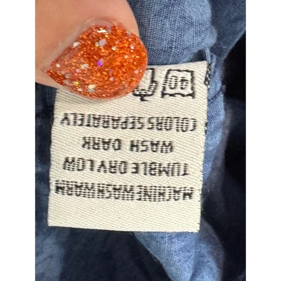 Cowgirl Hardware XS Western Shirt Blue Floral Rhinestone Embellished Girls - Picture 7 of 9